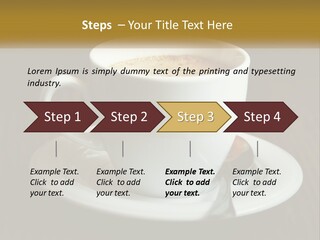A Cup Of Coffee On A Saucer On A Wooden Table PowerPoint Template