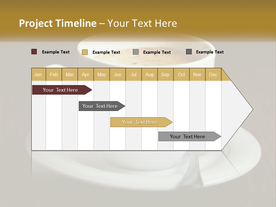 A Cup Of Coffee On A Saucer On A Wooden Table PowerPoint Template