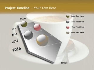 A Cup Of Coffee On A Saucer On A Wooden Table PowerPoint Template