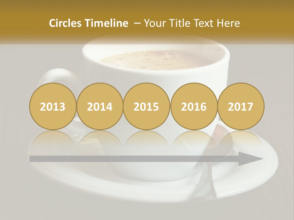 A Cup Of Coffee On A Saucer On A Wooden Table PowerPoint Template