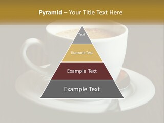 A Cup Of Coffee On A Saucer On A Wooden Table PowerPoint Template
