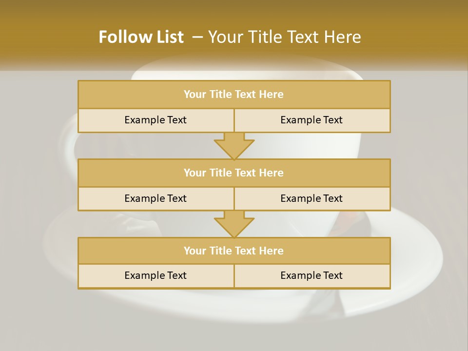 A Cup Of Coffee On A Saucer On A Wooden Table PowerPoint Template