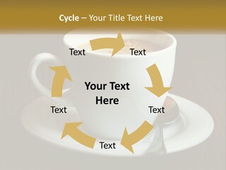 A Cup Of Coffee On A Saucer On A Wooden Table PowerPoint Template