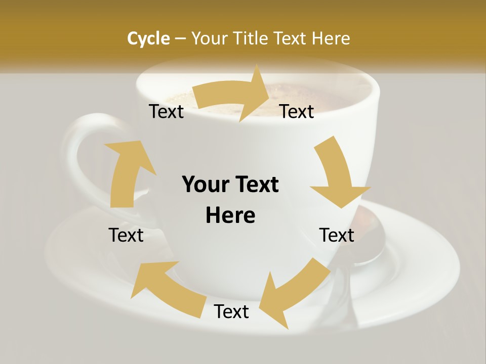 A Cup Of Coffee On A Saucer On A Wooden Table PowerPoint Template