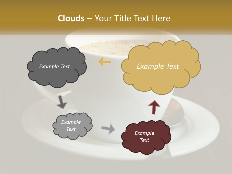 A Cup Of Coffee On A Saucer On A Wooden Table PowerPoint Template