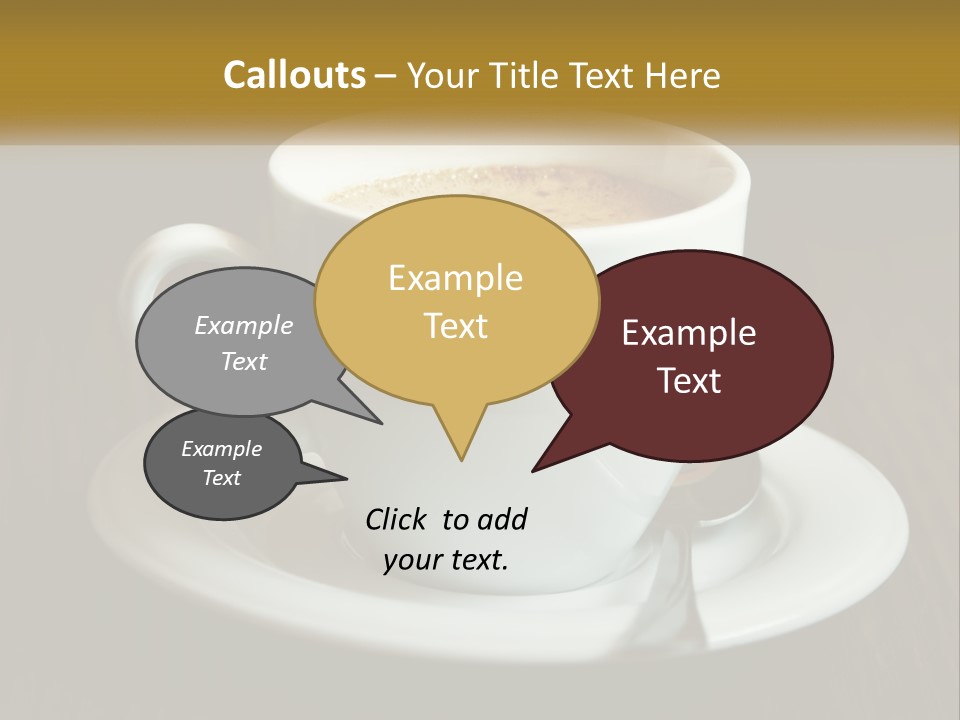 A Cup Of Coffee On A Saucer On A Wooden Table PowerPoint Template