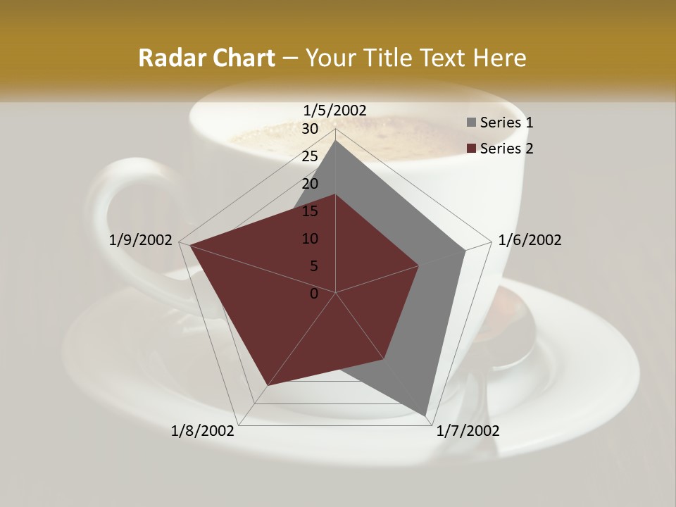 A Cup Of Coffee On A Saucer On A Wooden Table PowerPoint Template