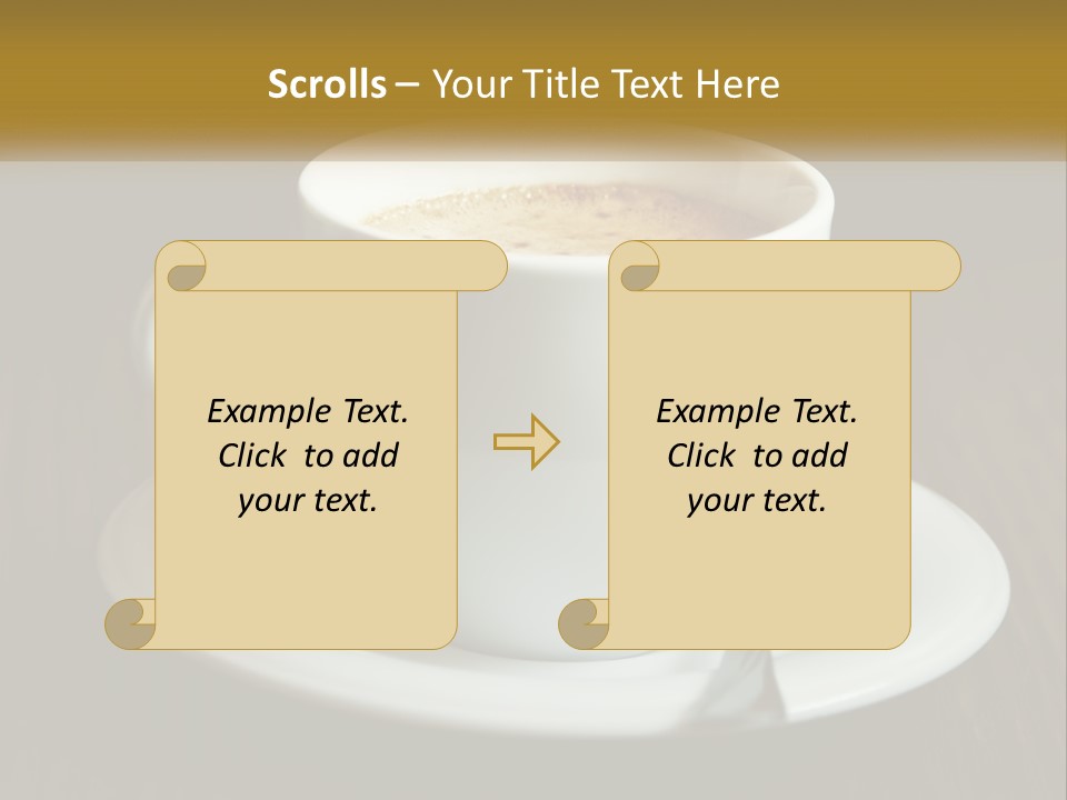 A Cup Of Coffee On A Saucer On A Wooden Table PowerPoint Template