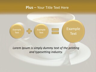 A Cup Of Coffee On A Saucer On A Wooden Table PowerPoint Template