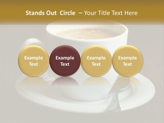 A Cup Of Coffee On A Saucer On A Wooden Table PowerPoint Template