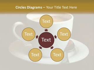 A Cup Of Coffee On A Saucer On A Wooden Table PowerPoint Template