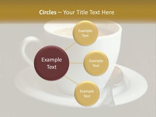 A Cup Of Coffee On A Saucer On A Wooden Table PowerPoint Template