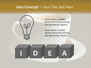 A Cup Of Coffee On A Saucer On A Wooden Table PowerPoint Template