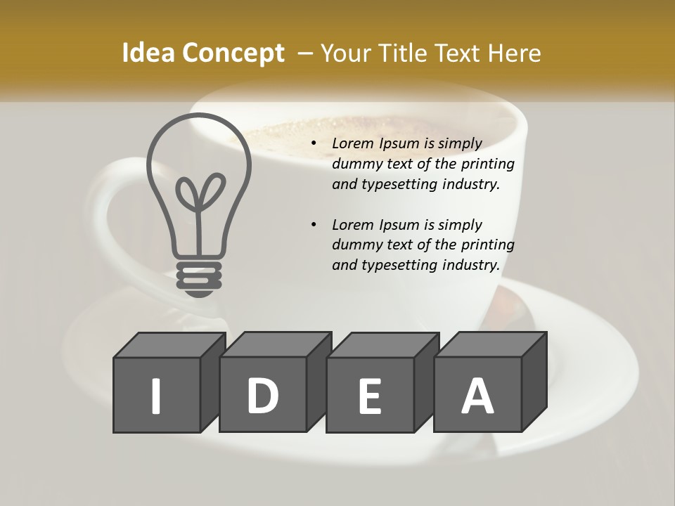 A Cup Of Coffee On A Saucer On A Wooden Table PowerPoint Template