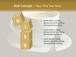 A Cup Of Coffee On A Saucer On A Wooden Table PowerPoint Template