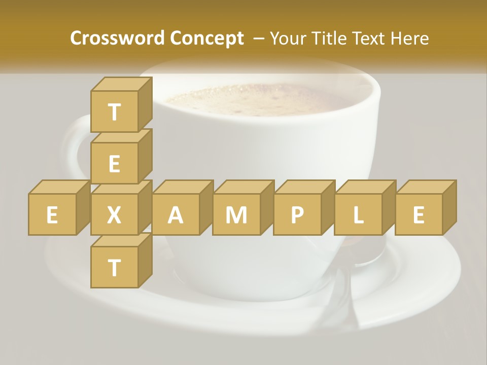 A Cup Of Coffee On A Saucer On A Wooden Table PowerPoint Template
