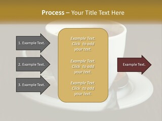 A Cup Of Coffee On A Saucer On A Wooden Table PowerPoint Template