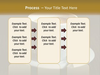 A Cup Of Coffee On A Saucer On A Wooden Table PowerPoint Template