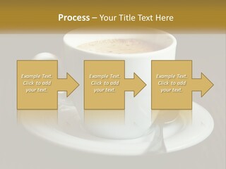 A Cup Of Coffee On A Saucer On A Wooden Table PowerPoint Template