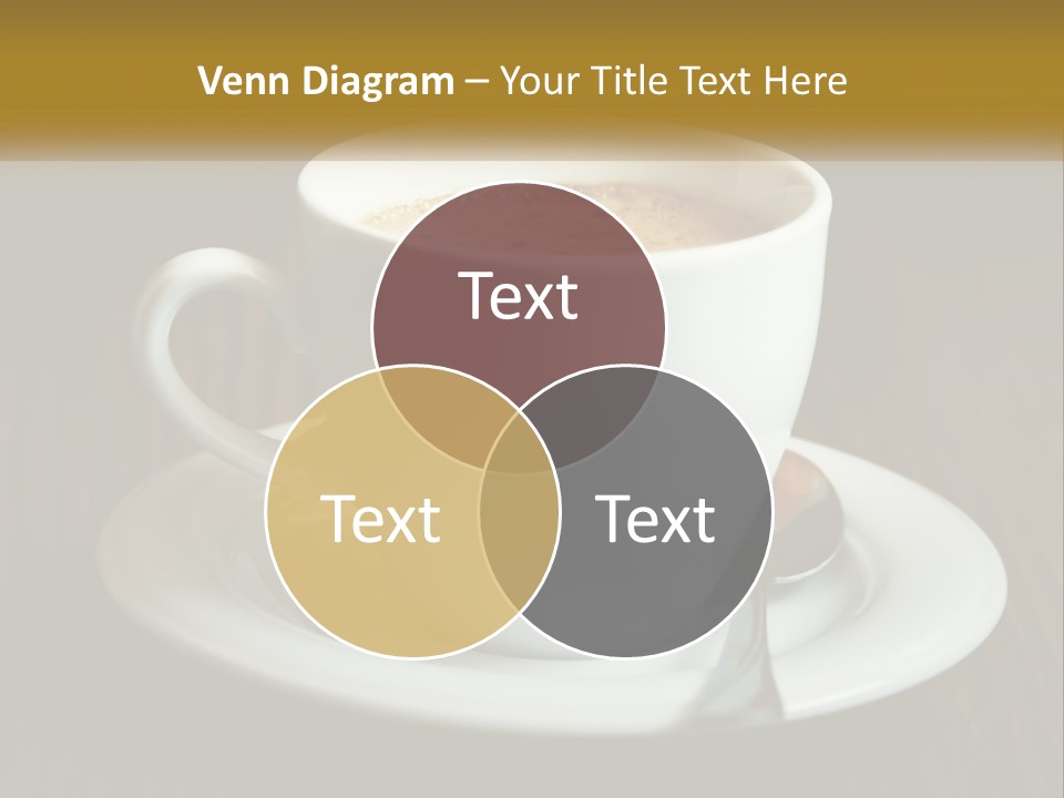 A Cup Of Coffee On A Saucer On A Wooden Table PowerPoint Template