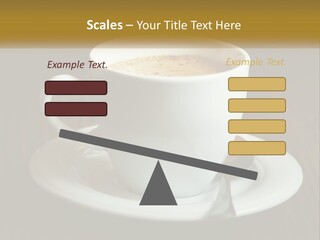 A Cup Of Coffee On A Saucer On A Wooden Table PowerPoint Template