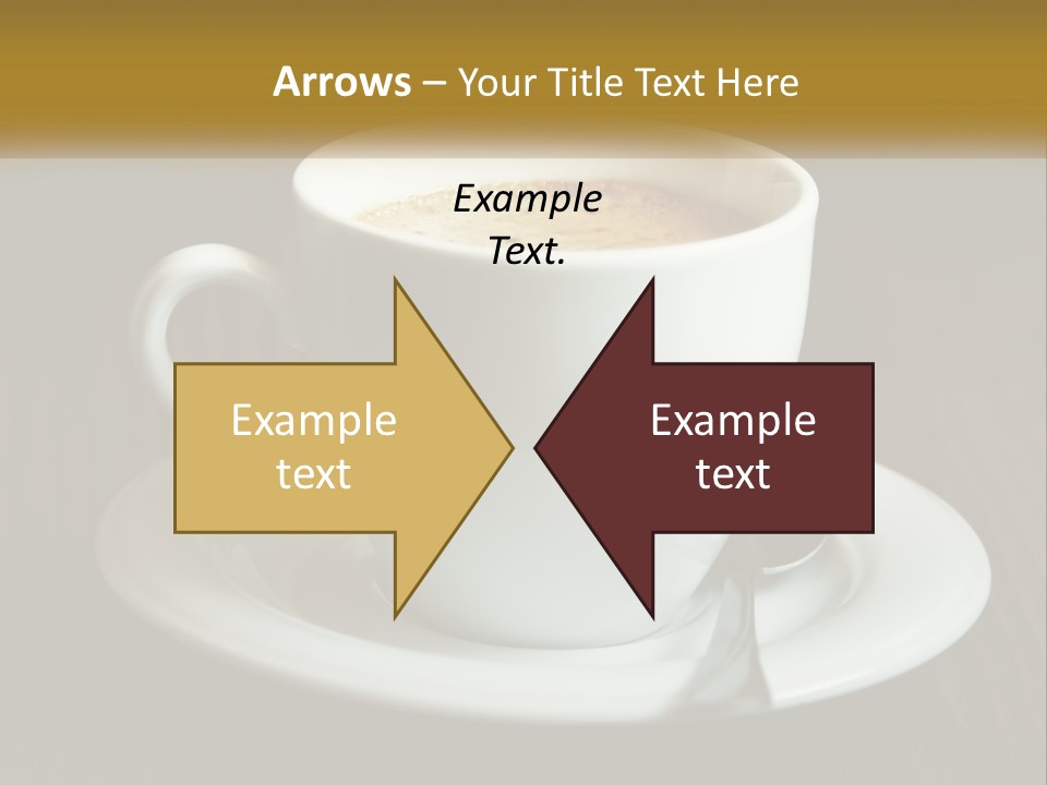 A Cup Of Coffee On A Saucer On A Wooden Table PowerPoint Template