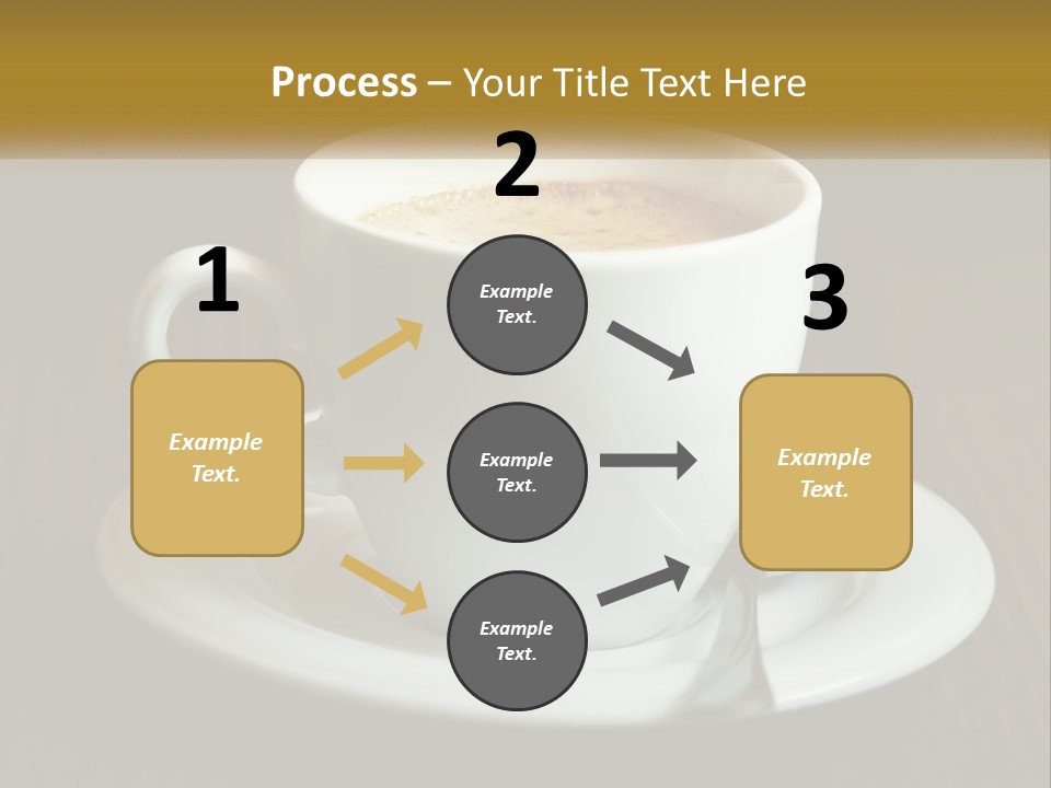 A Cup Of Coffee On A Saucer On A Wooden Table PowerPoint Template