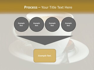 A Cup Of Coffee On A Saucer On A Wooden Table PowerPoint Template