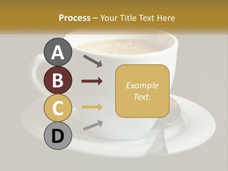 A Cup Of Coffee On A Saucer On A Wooden Table PowerPoint Template