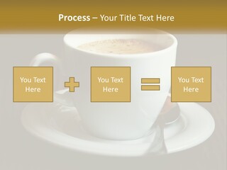 A Cup Of Coffee On A Saucer On A Wooden Table PowerPoint Template