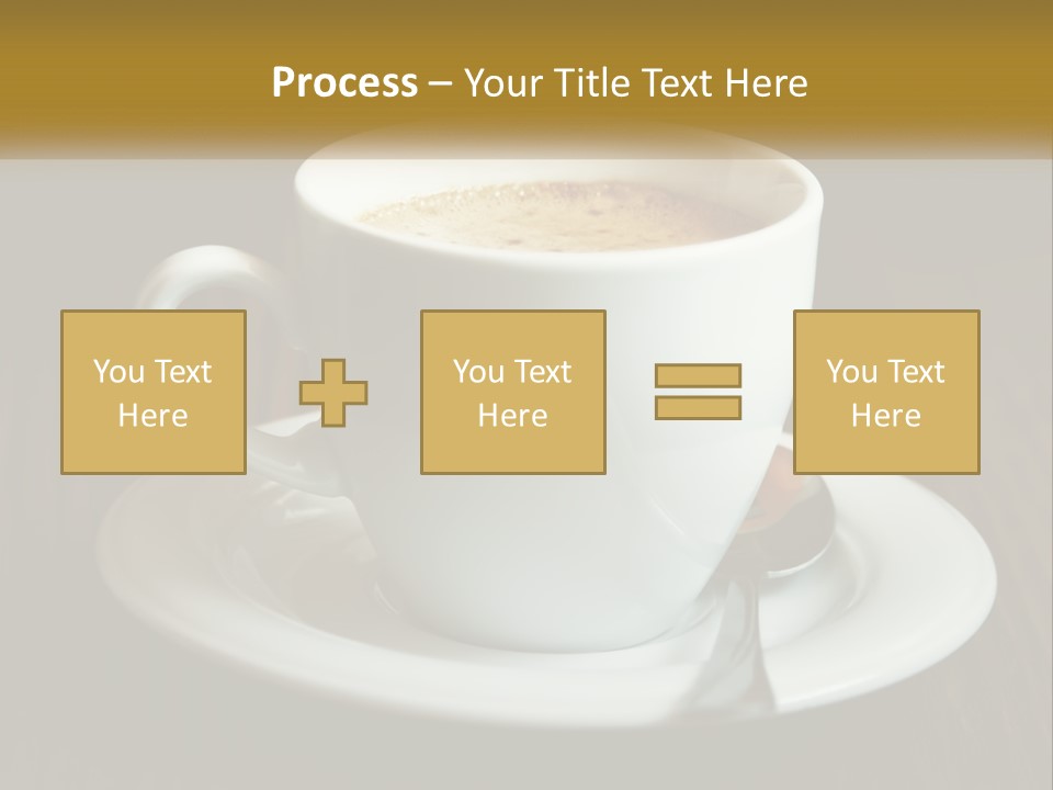 A Cup Of Coffee On A Saucer On A Wooden Table PowerPoint Template