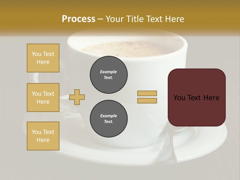 A Cup Of Coffee On A Saucer On A Wooden Table PowerPoint Template