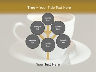 A Cup Of Coffee On A Saucer On A Wooden Table PowerPoint Template