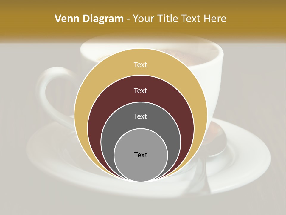 A Cup Of Coffee On A Saucer On A Wooden Table PowerPoint Template