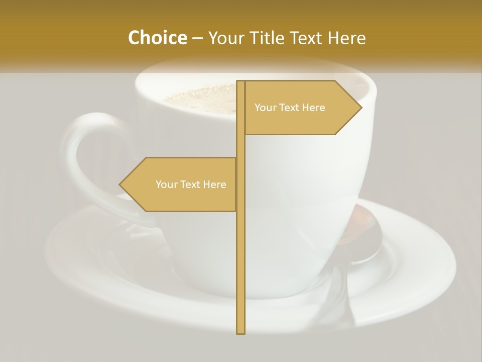 A Cup Of Coffee On A Saucer On A Wooden Table PowerPoint Template