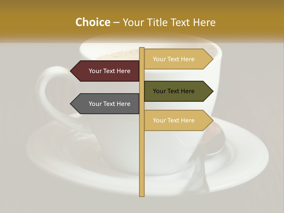 A Cup Of Coffee On A Saucer On A Wooden Table PowerPoint Template