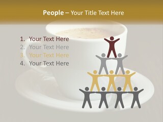 A Cup Of Coffee On A Saucer On A Wooden Table PowerPoint Template