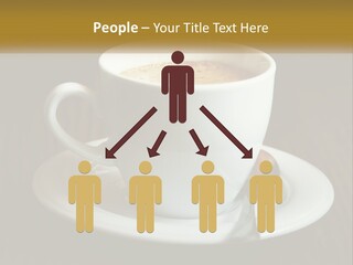 A Cup Of Coffee On A Saucer On A Wooden Table PowerPoint Template