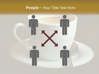 A Cup Of Coffee On A Saucer On A Wooden Table PowerPoint Template