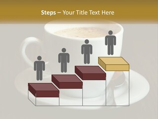 A Cup Of Coffee On A Saucer On A Wooden Table PowerPoint Template