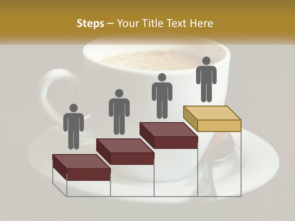 A Cup Of Coffee On A Saucer On A Wooden Table PowerPoint Template