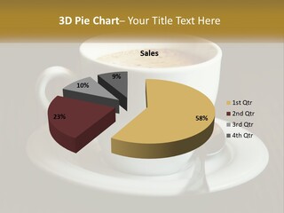 A Cup Of Coffee On A Saucer On A Wooden Table PowerPoint Template