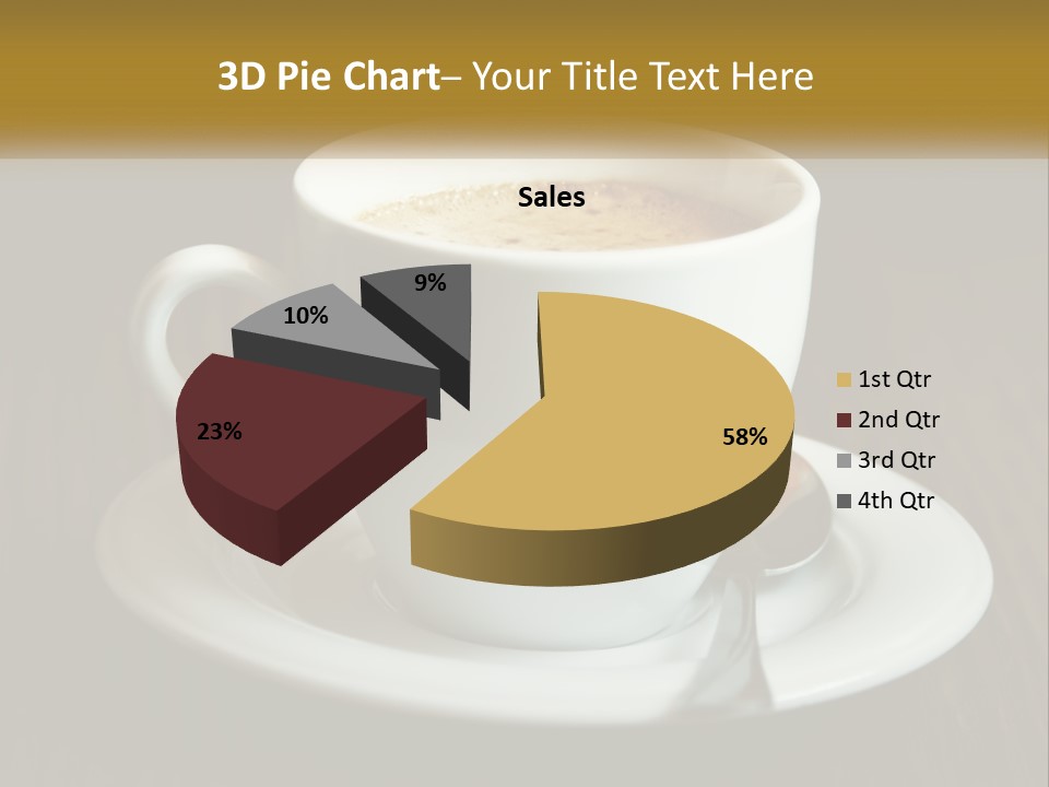 A Cup Of Coffee On A Saucer On A Wooden Table PowerPoint Template