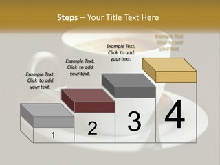 A Cup Of Coffee On A Saucer On A Wooden Table PowerPoint Template