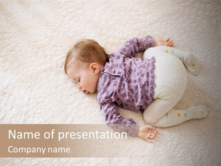 A Baby Is Sleeping On A White Carpet PowerPoint Template