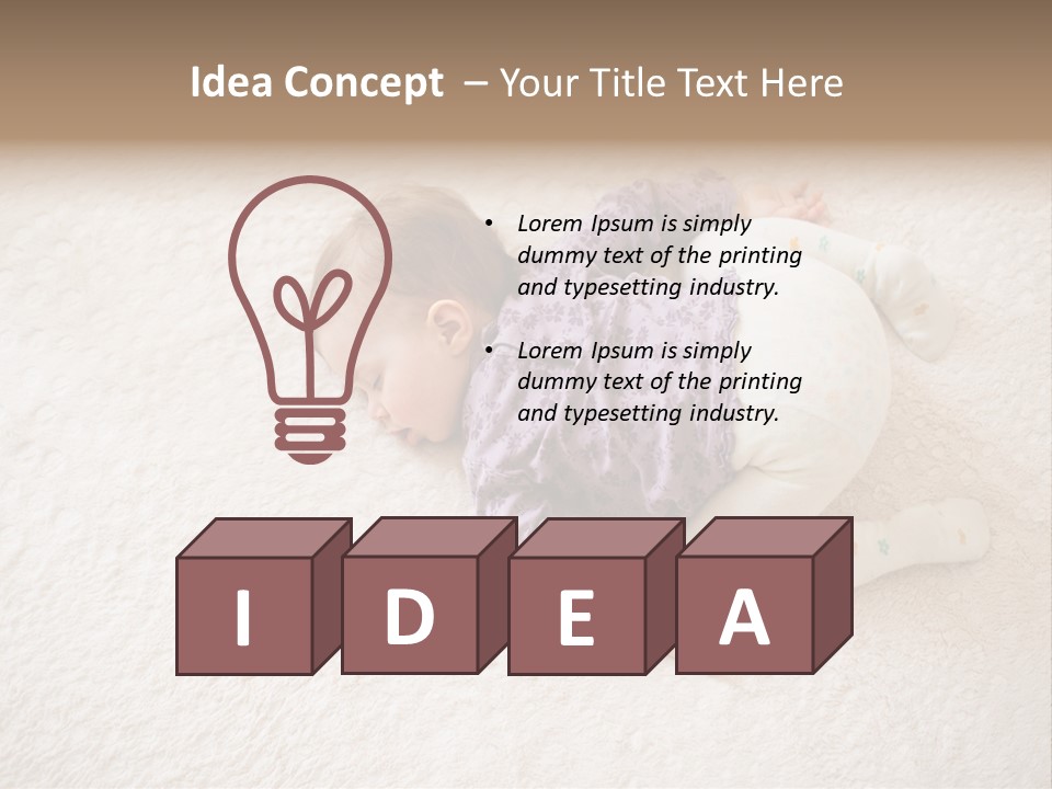 A Baby Is Sleeping On A White Carpet PowerPoint Template
