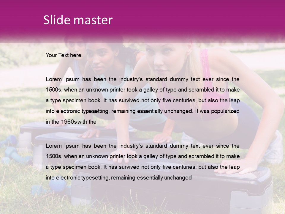 A Group Of Women Doing Push Ups In A Park PowerPoint Template