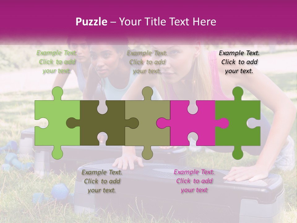 A Group Of Women Doing Push Ups In A Park PowerPoint Template