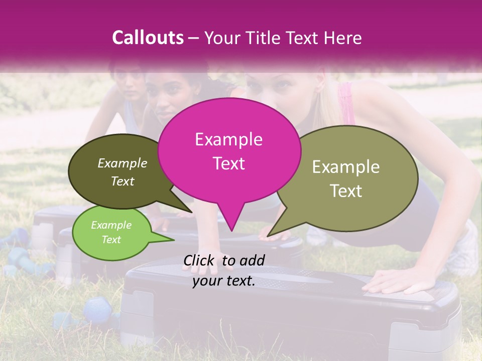 A Group Of Women Doing Push Ups In A Park PowerPoint Template