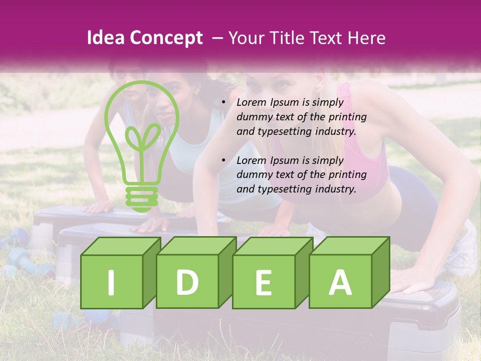 A Group Of Women Doing Push Ups In A Park PowerPoint Template